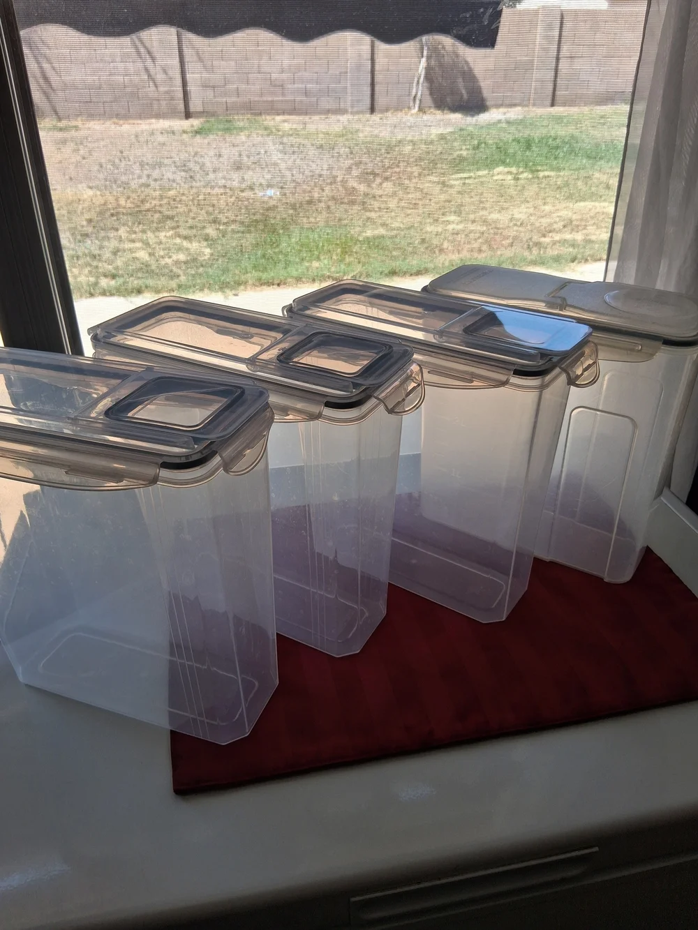 Clear Plastic Food Storage Canisters with Gray Lids - Set of 4